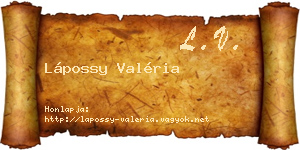 Lápossy Valéria névjegykártya